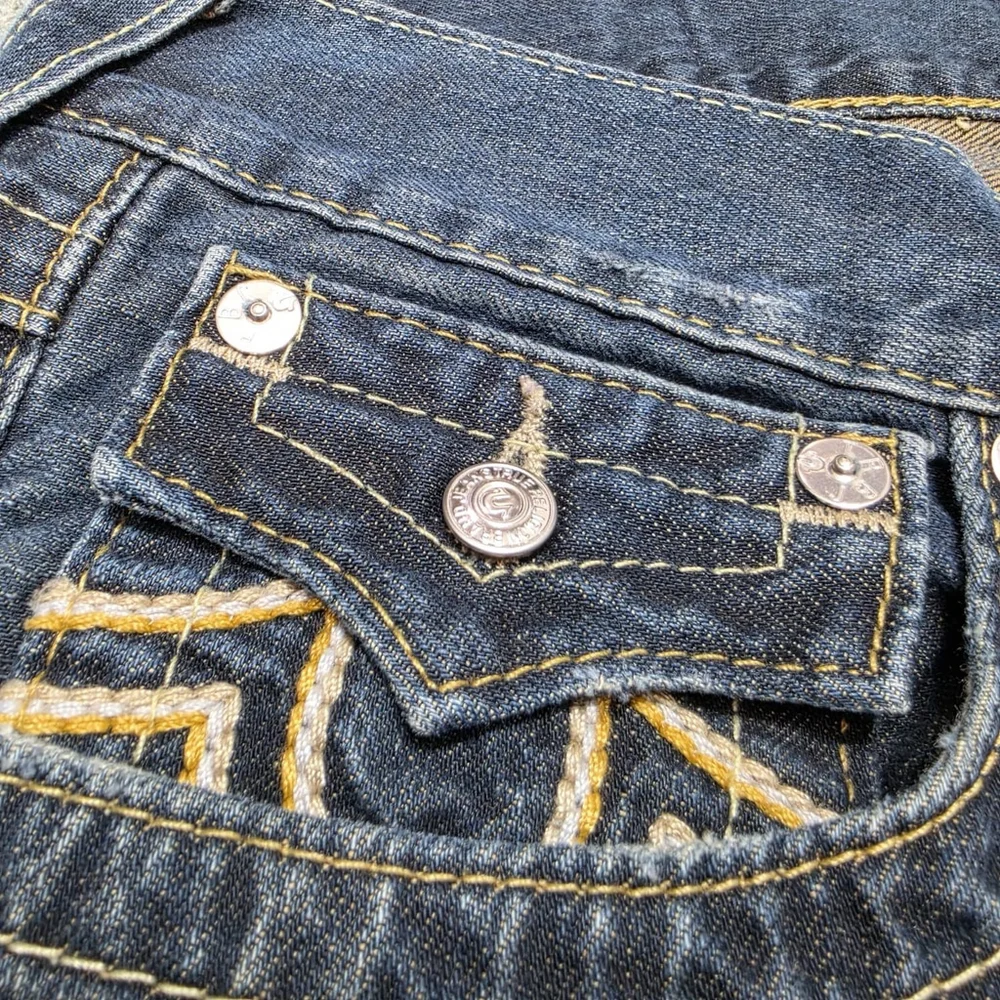 True Religion Ricky Straight Jeans Mens 32 Made in USA Flap Pocket Denim